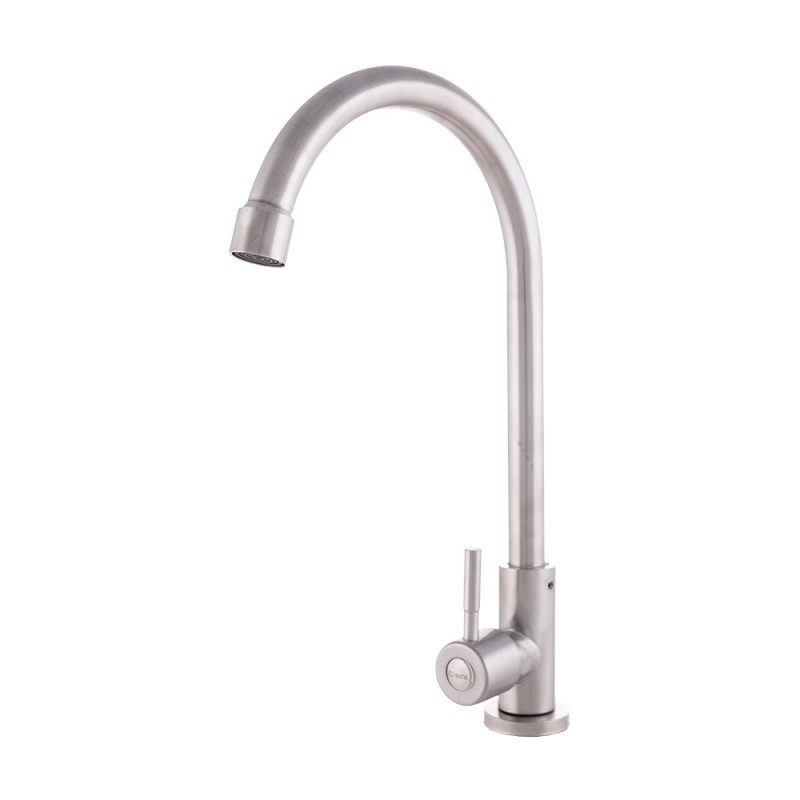 Grifo Cocina Latón/Zinc, Cromado, Agua Fría, Caño Alto, Monomando [QLI-FA1033]