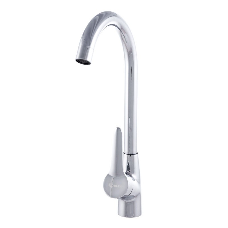 Grifo Cocina Latón/Zinc, Cromado, Agua Caliente-Fría, Latiguillos, Caño Alto, Monomando [QLI-FA1051]