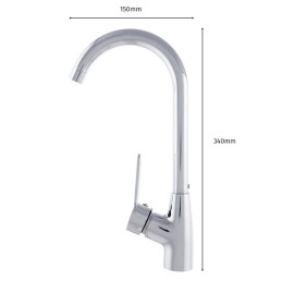 Grifo Cocina Latón/Zinc, Cromado, Agua Caliente-Fría, Latiguillos, Caño Alto, Monomando [QLI-FA1051]