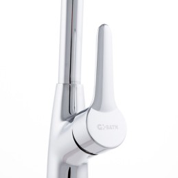 Grifo Cocina Latón/Zinc, Cromado, Agua Caliente-Fría, Latiguillos, Caño Alto, Monomando [QLI-FA1051]