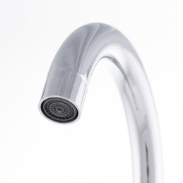 Grifo Cocina Latón/Zinc, Cromado, Agua Caliente-Fría, Latiguillos, Caño Alto, Monomando [QLI-FA1051]