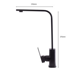 Grifo Cocina Latón/Zinc, Negro, Agua Caliente-Fría, Latiguillos, Caño Alto, Monomando [QLI-FA1055]