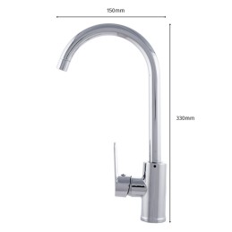 Grifo Cocina Latón/Zinc, Cromado, Agua Caliente-Fría, Latiguillos, Caño Alto, Monomando [QLI-FA-15304]