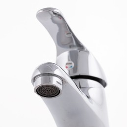 Grifo Lavabo Aleación Zinc, Cromado, Agua Caliente-Fría, Latiguillos, Caño Bajo, Monomando [QLI-FA-5501]