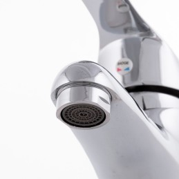 Grifo Lavabo Aleación Zinc, Cromado, Agua Caliente-Fría, Latiguillos, Caño Bajo, Monomando [QLI-FA-5501]