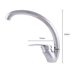 Grifo Cocina Latón/Zinc, Cromado, Agua Caliente-Fría, Latiguillos, Caño Alto, Monomando [QLI-FA-5504A]