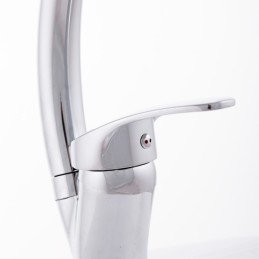 Grifo Cocina Latón/Zinc, Cromado, Agua Caliente-Fría, Latiguillos, Caño Alto, Monomando [QLI-FA-5504A]