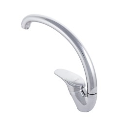 Grifo Cocina Latón/Zinc, Cromado, Agua Caliente-Fría, Latiguillos, Caño Alto, Monomando [QLI-FA-5504A]