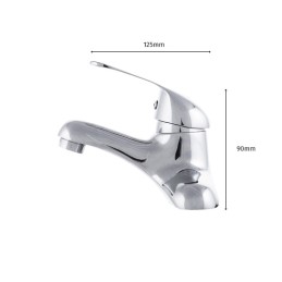 Grifo Lavabo Aleación Zinc, Cromado, Agua Caliente-Fría, Caño Bajo, Monomando [QLI-FA-5505]