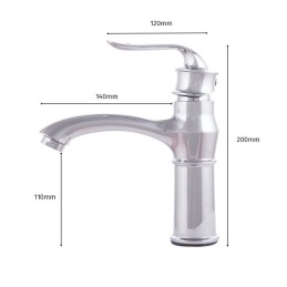 Grifo Lavabo Latón/Zinc, Cromado, Agua Caliente-Fría, Latiguillos, Caño Bajo, Monomando [QLI-FA-7785]