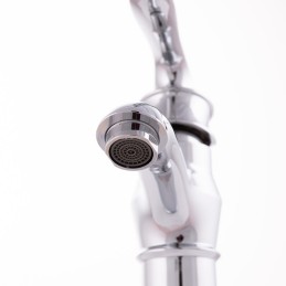 Grifo Lavabo Latón/Zinc, Cromado, Agua Caliente-Fría, Latiguillos, Caño Bajo, Monomando [QLI-FA-7785]