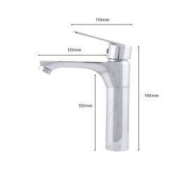 Grifo Lavabo Latón/Zinc, Cromado, Agua Caliente-Fría, Latiguillos, Caño Bajo, Monomando [QLI-FA-7862]