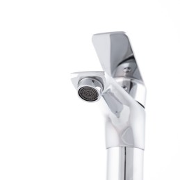 Grifo Lavabo Latón/Zinc, Cromado, Agua Caliente-Fría, Latiguillos, Caño Bajo, Monomando [QLI-FA-7862]