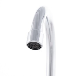 Grifo Cocina Latón/Zinc, Cromado, Agua Caliente-Fría, Latiguillos, Caño Alto, Monomando [QLI-FA-8704]