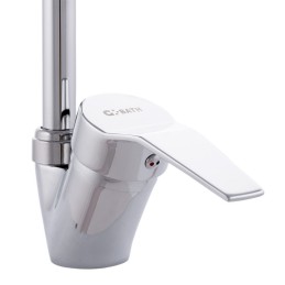 Grifo Cocina Latón/Zinc, Cromado, Agua Caliente-Fría, Latiguillos, Caño Alto, Monomando [QLI-FA-8704]