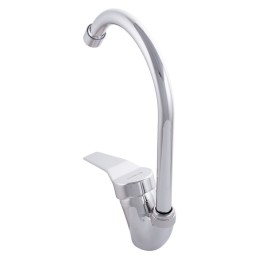 Grifo Cocina Latón/Zinc, Cromado, Agua Caliente-Fría, Latiguillos, Caño Alto, Monomando [QLI-FA-8704]