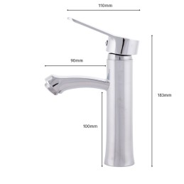 Grifo Lavabo Aleación Zinc, Cromado, Agua Caliente-Fría, Latiguillos, Caño Bajo, Monomando [QLI-FA919]