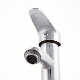 Grifo Lavabo Aleación Zinc, Cromado, Agua Caliente-Fría, Latiguillos, Caño Bajo, Monomando [QLI-FA919]