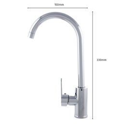 Grifo Lavabo Acero Inoxidable, Cromado, Agua Caliente-Fría, Latiguillos, Caño Alto, Monomando [QLI-FA928]