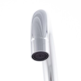 Grifo Lavabo Acero Inoxidable, Cromado, Agua Caliente-Fría, Latiguillos, Caño Alto, Monomando [QLI-FA928]