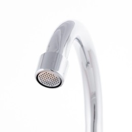 Grifo Lavabo Aleación Zinc, Cromado, Agua Caliente-Fría, Latiguillos, Caño Alto, Bimando [QLI-FA938]