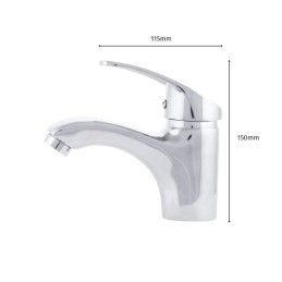 Grifo Lavabo Aleación Zinc, Cromado, Agua Caliente-Fría, Latiguillos, Caño Bajo, Monomando [QLI-FA-9701]