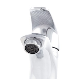 Grifo Lavabo Aleación Zinc, Cromado, Agua Caliente-Fría, Latiguillos, Caño Bajo, Monomando [QLI-FA-9701]