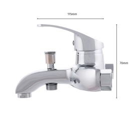 Grifo Bañera Aleación Zinc, Cromado, Agua Caliente-Fría, Caño Bajo, Monomando [QLI-FA-9703]