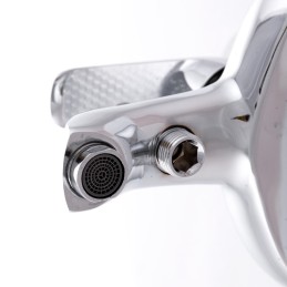 Grifo Bañera Aleación Zinc, Cromado, Agua Caliente-Fría, Caño Bajo, Monomando [QLI-FA-9703]