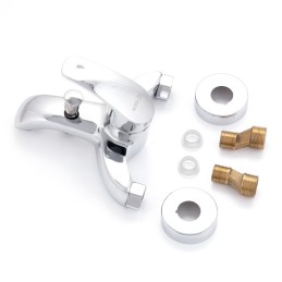 Grifo Bañera Aleación Zinc, Cromado, Agua Caliente-Fría, Caño Bajo, Monomando [QLI-FA-9703]