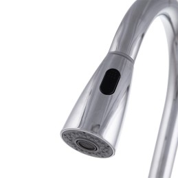 Grifo Cocina Latón/Zinc, Cromado, Agua Caliente-Fría, Latiguillos, Caño Alto, Monomando [QLI-FA-9711]