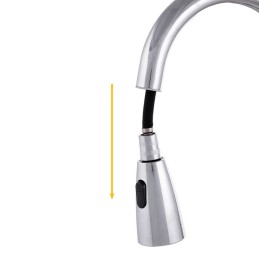 Grifo Cocina Latón/Zinc, Cromado, Agua Caliente-Fría, Latiguillos, Caño Alto, Monomando [QLI-FA-9711]