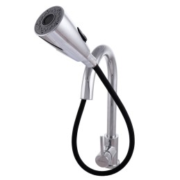 Grifo Cocina Latón/Zinc, Cromado, Agua Caliente-Fría, Latiguillos, Caño Alto, Monomando [QLI-FA-9711]