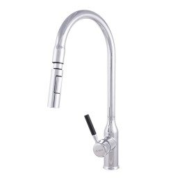 Grifo Cocina Latón/Zinc, Cromado, Agua Caliente-Fría, Latiguillos, Caño Alto, Monomando [QLI-FA-9719]