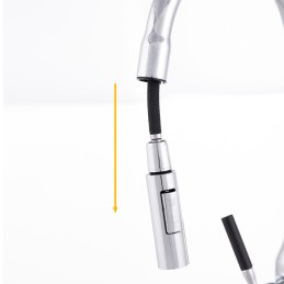 Grifo Cocina Latón/Zinc, Cromado, Agua Caliente-Fría, Latiguillos, Caño Alto, Monomando [QLI-FA-9719]