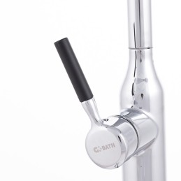 Grifo Cocina Latón/Zinc, Cromado, Agua Caliente-Fría, Latiguillos, Caño Alto, Monomando [QLI-FA-9719]