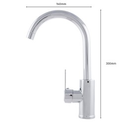 Grifo Lavabo Aleación Zinc, Cromado, Agua Caliente-Fría, Latiguillos, Caño Alto, Monomando [QLI-FA978]