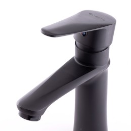 Grifo Lavabo Latón/Zinc, Negro, Agua Caliente-Fría, Latiguillos, Caño Bajo, Monomando [QLI-FA982]