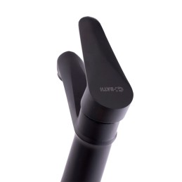 Grifo Lavabo Latón/Zinc, Negro, Agua Caliente-Fría, Latiguillos, Caño Bajo, Monomando [QLI-FA982]