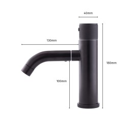 Grifo Lavabo Acero Inoxidable, Negro, Agua Caliente-Fría, Latiguillos, Caño Bajo, Monomando [QLI-FA-BK7799]