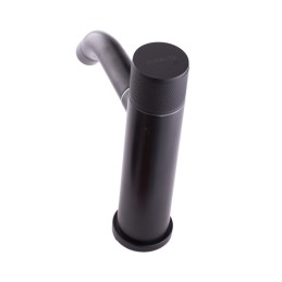 Grifo Lavabo Acero Inoxidable, Negro, Agua Caliente-Fría, Latiguillos, Caño Bajo, Monomando [QLI-FA-BK7799]