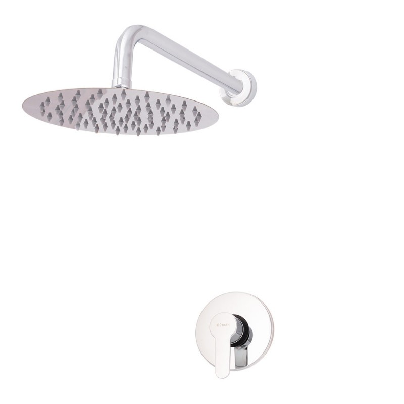 Conjunto Ducha Latón/Zinc - Acero Inoxidable- ABS, Cromado, Agua Caliente-Fría, Monomando [QLI-FA-CS01]