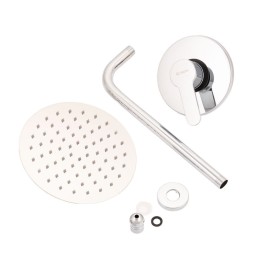 Conjunto Ducha Latón/Zinc - Acero Inoxidable- ABS, Cromado, Agua Caliente-Fría, Monomando [QLI-FA-CS01]