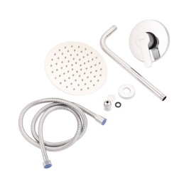 Conjunto Ducha Latón/Zinc - Acero Inoxidable- ABS, Cromado, Agua Caliente-Fría, Monomando [QLI-FA-CS01]