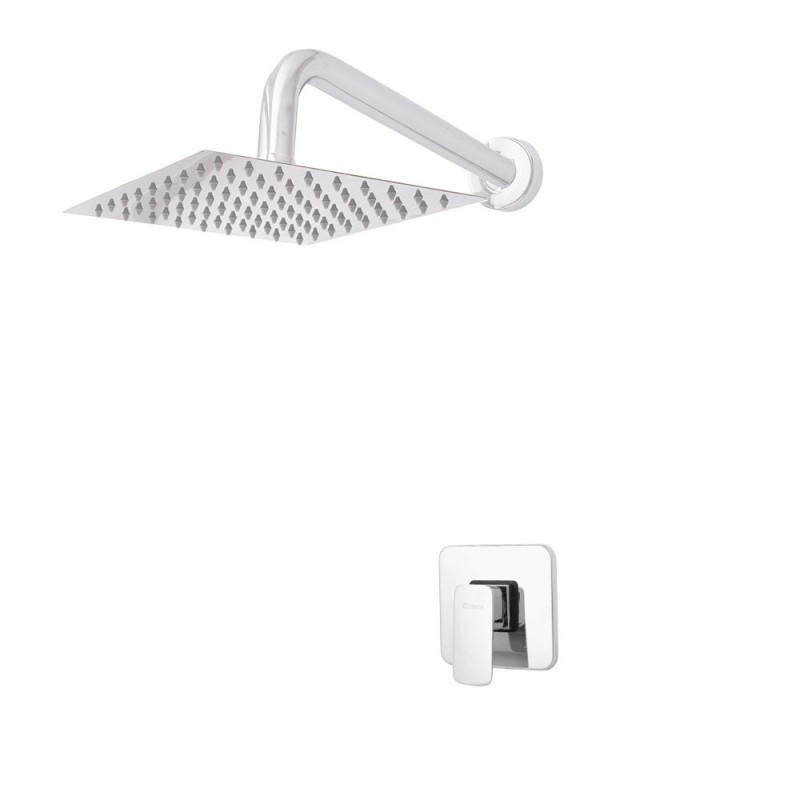 Conjunto Ducha Latón/Zinc - Acero Inoxidable- ABS, Cromado, Agua Caliente-Fría, Monomando [QLI-FA-CS02]