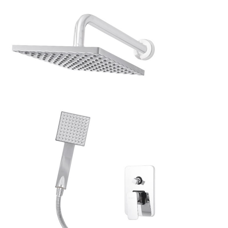 Conjunto Ducha Latón/Zinc - Acero Inoxidable- ABS, Cromado, Agua Caliente-Fría, Monomando [QLI-FA-CS04]