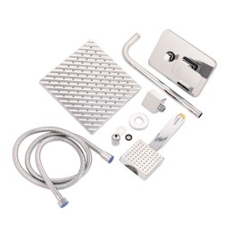 Conjunto Ducha Latón/Zinc - Acero Inoxidable- ABS, Cromado, Agua Caliente-Fría, Monomando [QLI-FA-CS04]