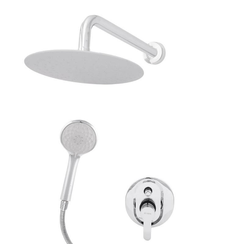 Conjunto Ducha Latón/Zinc - Acero Inoxidable- ABS, Cromado, Agua Caliente-Fría, Monomando [QLI-FA-CS07]