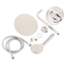 Conjunto Ducha Latón/Zinc - Acero Inoxidable- ABS, Cromado, Agua Caliente-Fría, Monomando [QLI-FA-CS07]