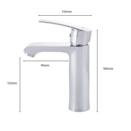 Grifo Lavabo Aleación Zinc, Cromado, Agua Caliente-Fría, Latiguillos, Caño Bajo, Monomando [QLI-FA-N55245]